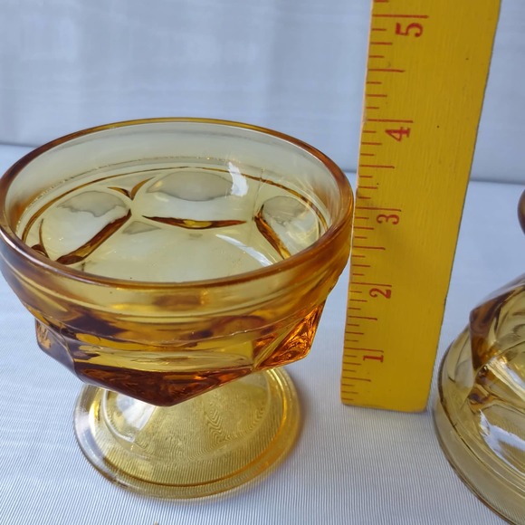 (2) Vintage Anchor Hocking Fairfield Footed Amber Glass Sherbet Ice Cream Cups - Picture 7 of 8